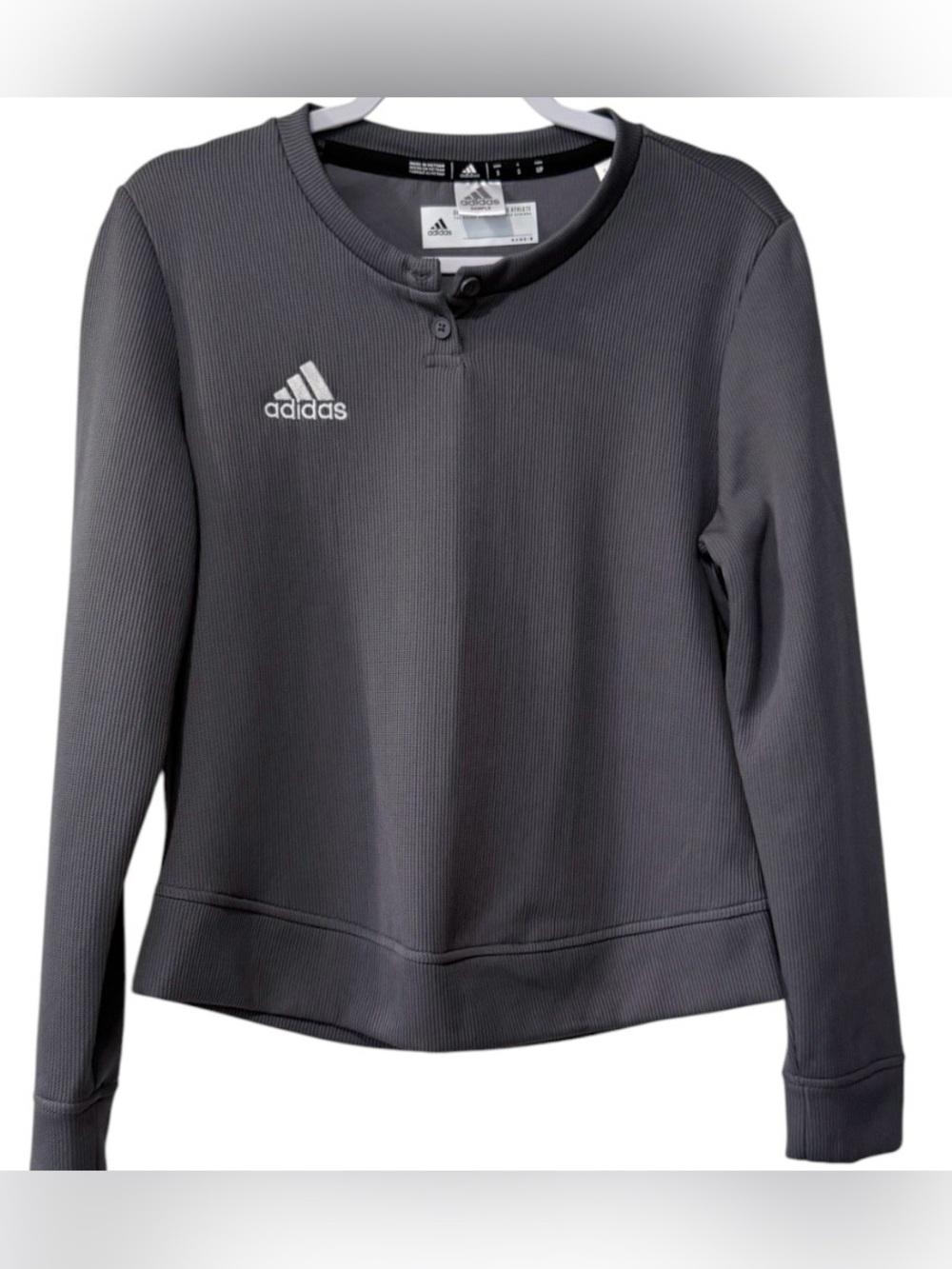 Adidas womenâs Small long sleeve athletic gray pullover sweatshirt